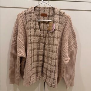 Umgee Beige Plaid Cardigan